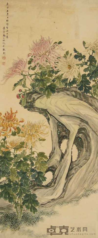 马家桐 庚申（1920年）作 花卉 立轴 122×50cm
